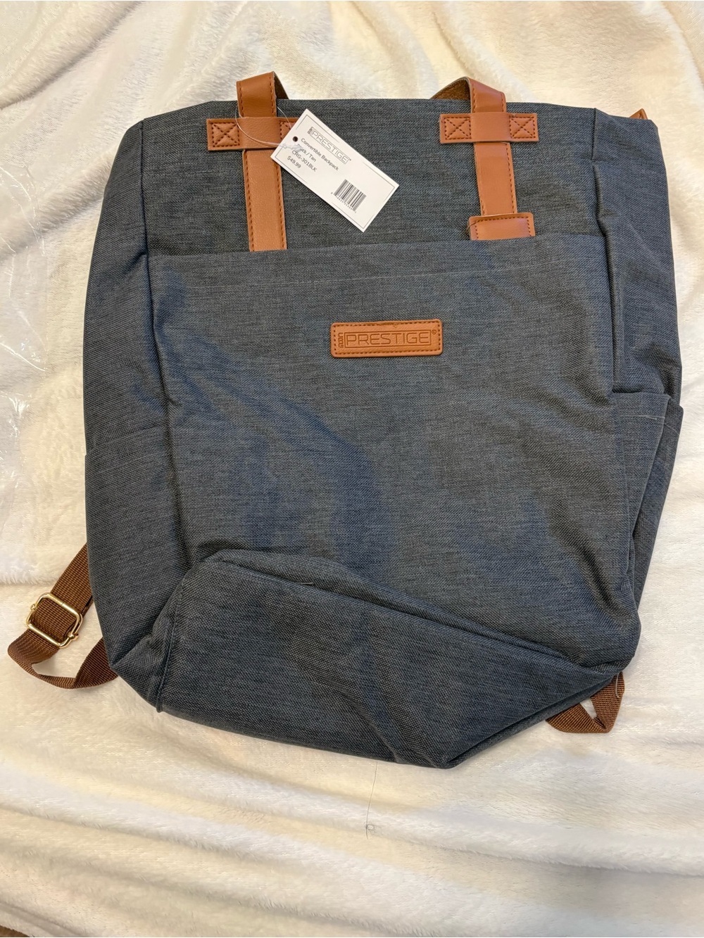 NWT Prestige Black Backpack with Brown Details